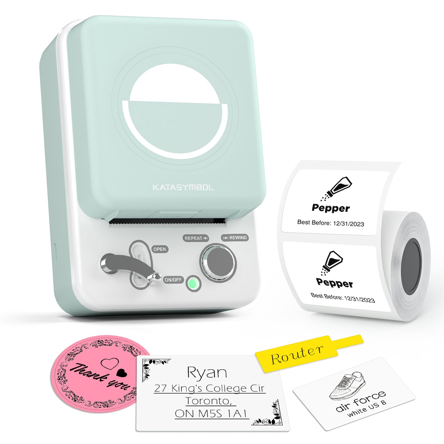 SUPVAN T50M Bluetooth Label Maker Machine with Tape, Wide Waterproof Label, Versatile App with 40 Fonts and 400+ Icons, Inkless Labeler for Home, Kitchen, School, Office Organization, Green