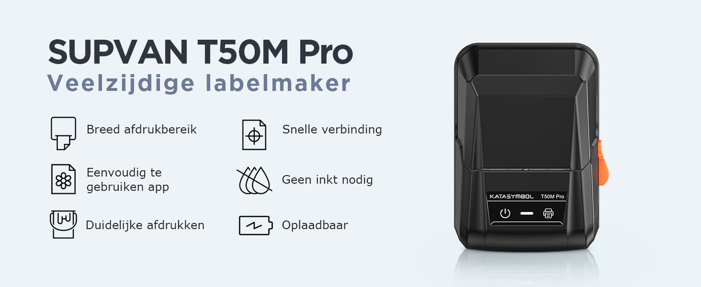 SUPVAN T50M Pro Label Printer Bluetooth and 3 Roll Waterproof Labels Stickers - Versatile App with 40+ Fonts and 700+ Icons - Thermal Label Maker Machine for Home, Kitchen, School