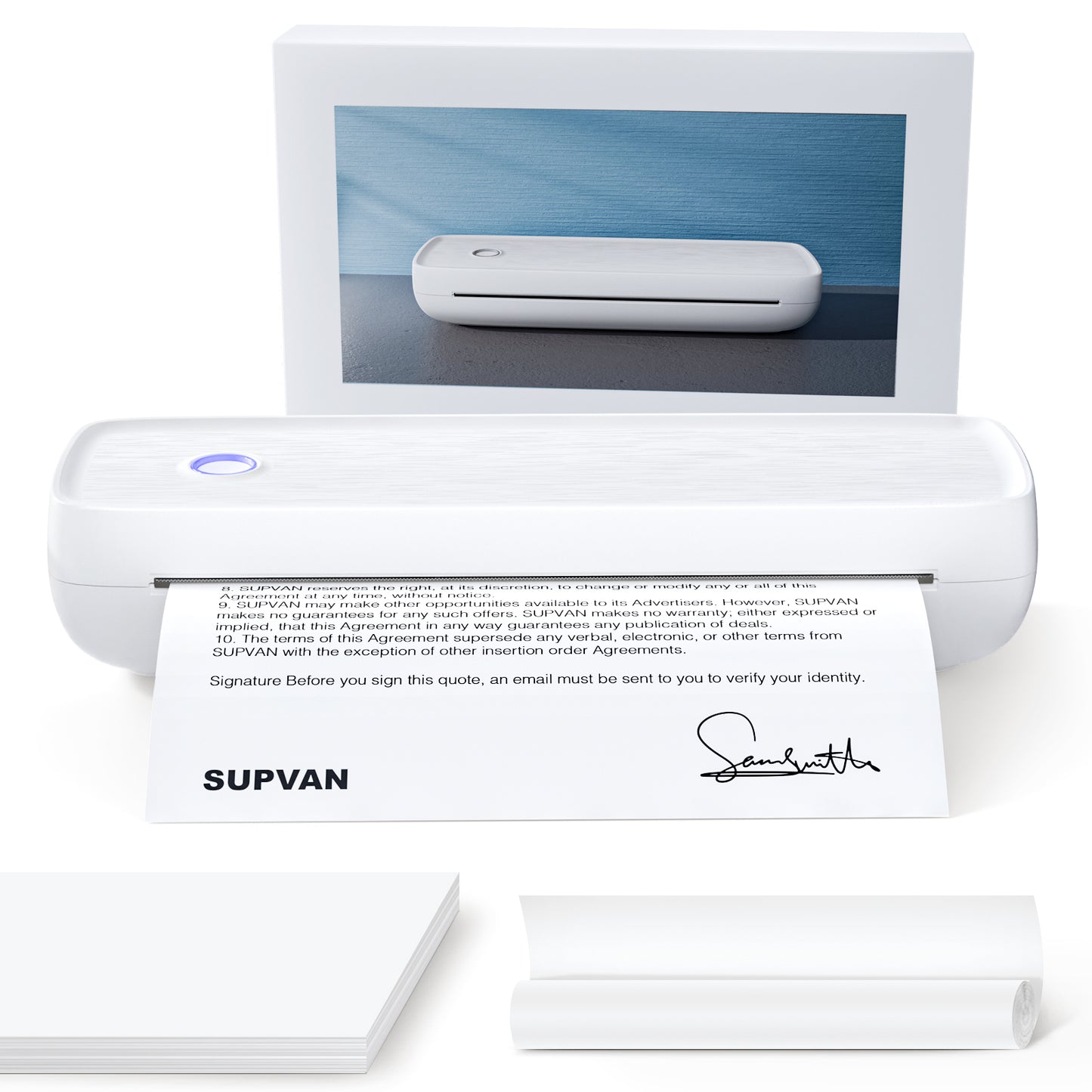SUPVAN T200M Portable Printer Wireless for Travel, Bluetooth Inkless Printer with 300 DPI, Prints 400 Pages per Charge, Supports 8.5" X 11" US Letter, Compatible with iPhone, Android & Laptop