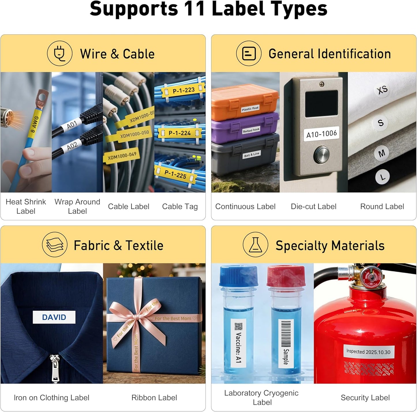 SUPVAN G15M Portable Label Maker Machine with 4 Tapes, Rechargeable 1200mAh Battery Thermal Transfer Printer, Compatible with Multi-Type Label, Home, Garage, Office & Outdoor