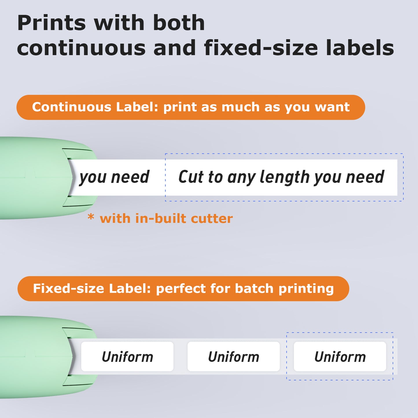 SUPVAN E10 Bluetooth Label Maker Machine with Tape, Continuous Waterproof Label, Versatile App with 35 Fonts and 1k+ Icons, Inkless Labeler for Home, Kitchen, School, Office Organization, Green