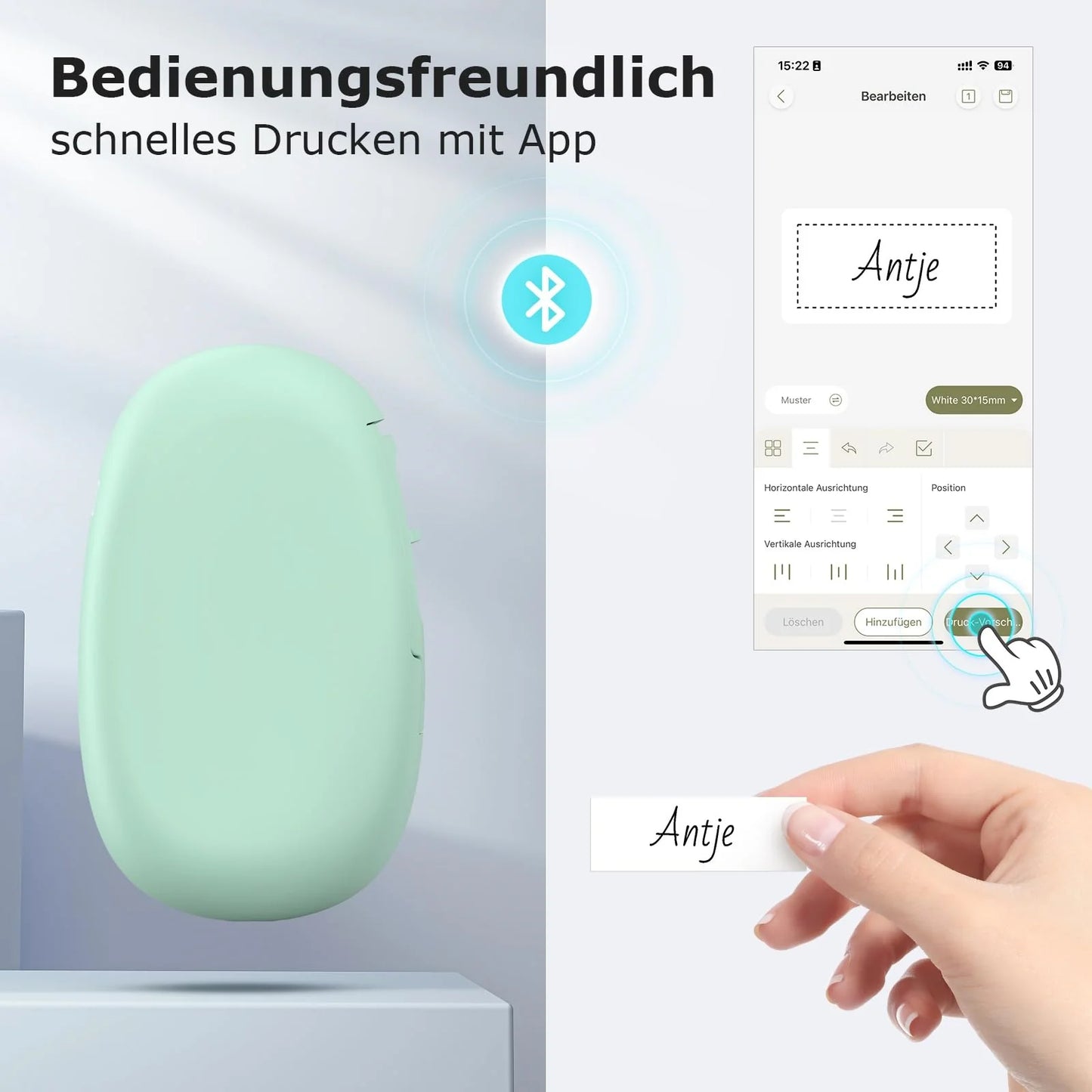 SUPVAN E10 Etikettendrucker - Selbstklebend USB aufladbares Thermo-Beschriftungsgerät, Mini Bluetooth Etikettiergerät für Zuhause, Schule, Büro, Datum, Kompatibel with iOS & Android Phone
