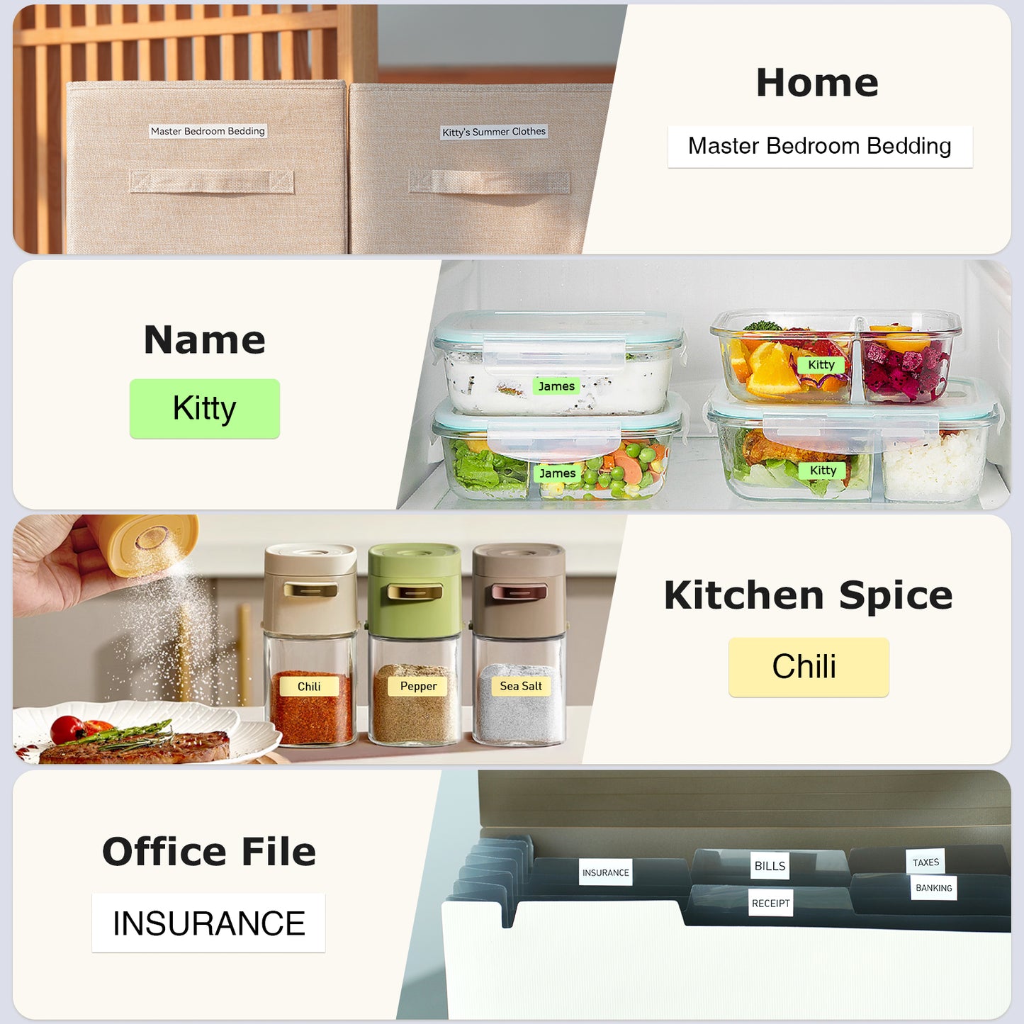 SUPVAN E10 Bluetooth Label Maker Machine with Tape, Continuous Waterproof Label, Versatile App with 35 Fonts and 1k+ Icons, Inkless Labeler for Home, Kitchen, School, Office Organization, Green