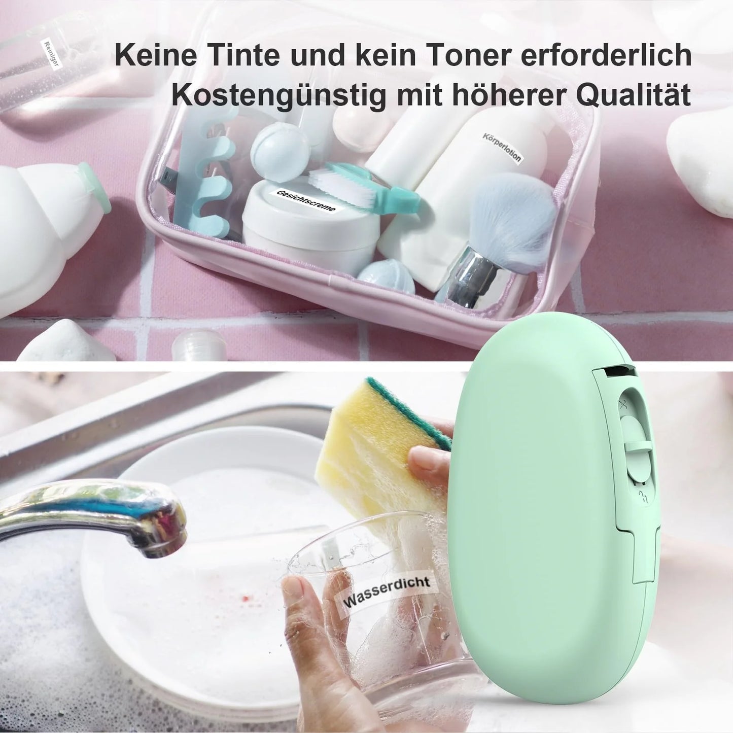 SUPVAN E10 Etikettendrucker - Selbstklebend USB aufladbares Thermo-Beschriftungsgerät, Mini Bluetooth Etikettiergerät für Zuhause, Schule, Büro, Datum, Kompatibel with iOS & Android Phone