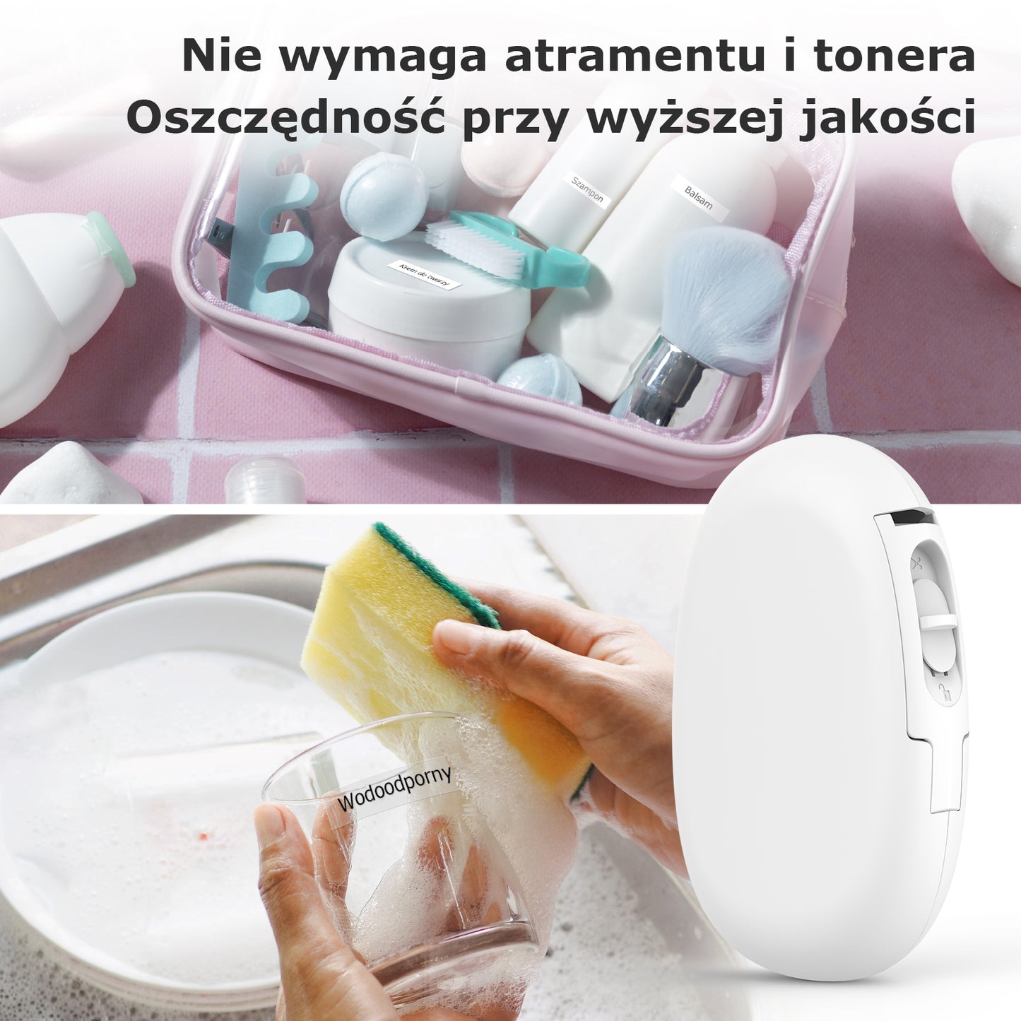 SUPVAN Drukarka Etykiet Bluetooth E10, Samoprzylepna Drukarka Etykiet, Drukarka Termiczna kompatybilna z systemem iOS Android, do domu, biura i małych firm, Biały