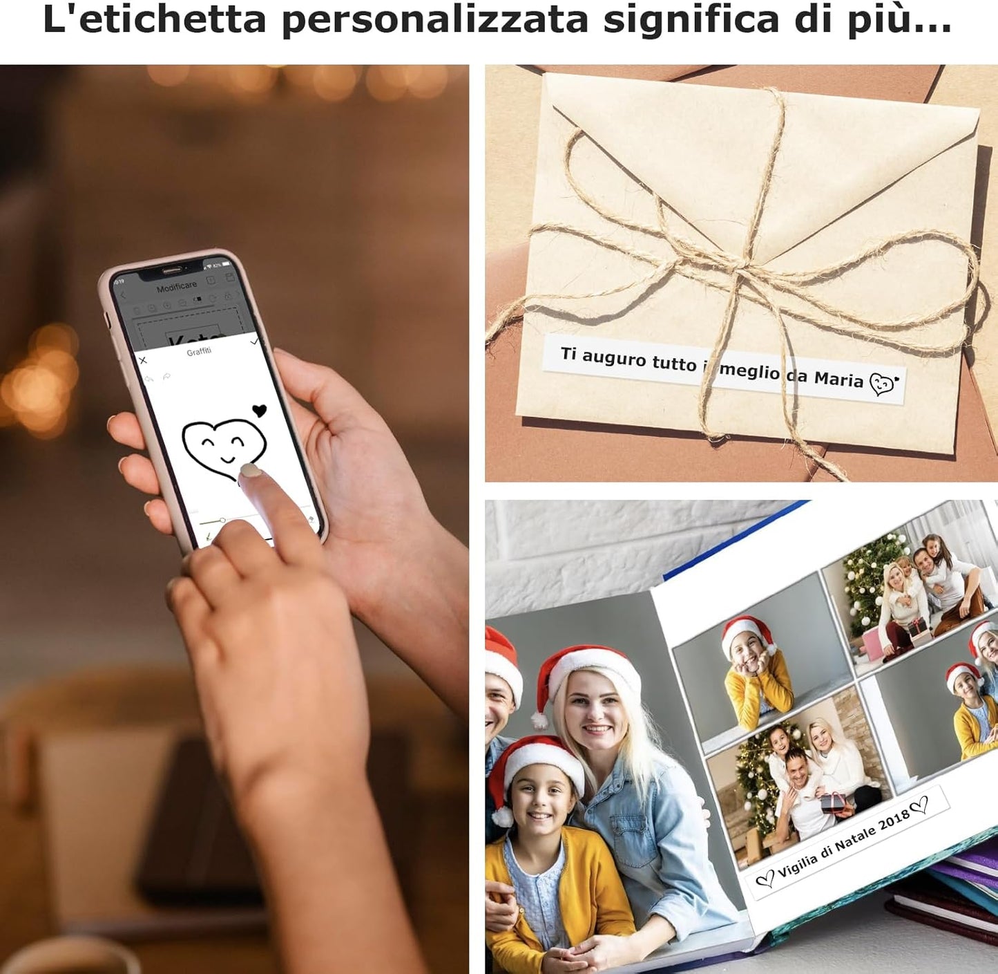 SUPVAN Stampante di Etichette - E10 Bluetooth Portatile Etichettatrice per iOS & Android, Etichettatrice Etichette Adesive con 1 Rotolo di Etichette, Bianco