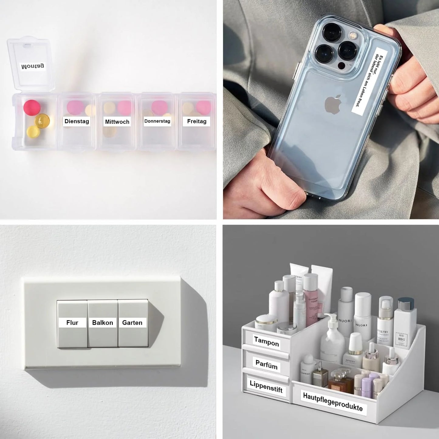SUPVAN Beschriftungsgerät Selbstklebend, Tragbarer Mini Labeldrucker Etikettiergerät Selbstklebend mit 3 Etikettenrolle, Kompatibel mit iOS und Android, Beschriftungsgerät Für Zuhause Büro