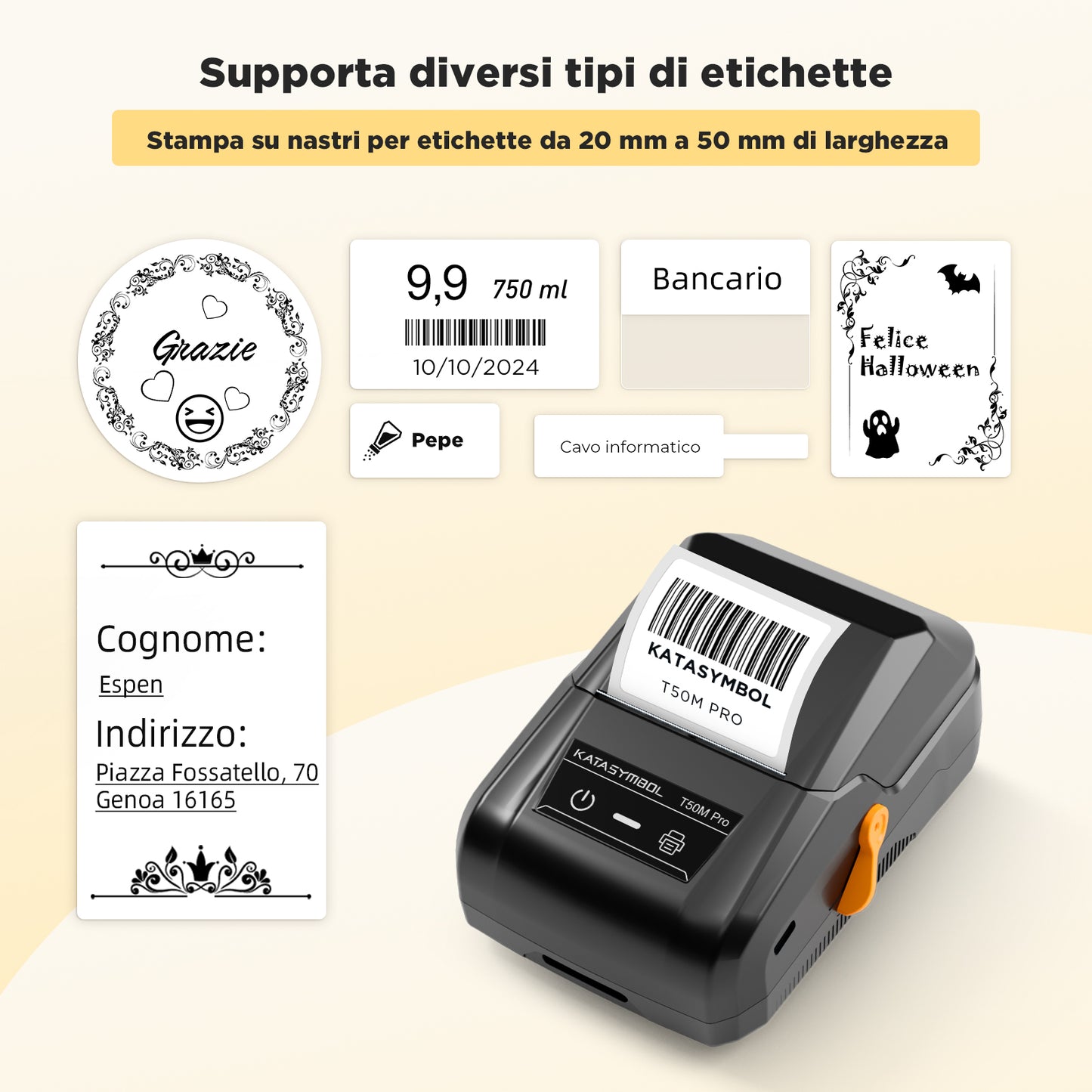 SUPVAN T50M Pro Etichettatrice Bluetooth con 3 Nastro, App Versatile con 30 Caratteri e Oltre 700 icone, Senza, Inchiostro per Organizzare Casa, Cucina, Scuola e Ufficio.