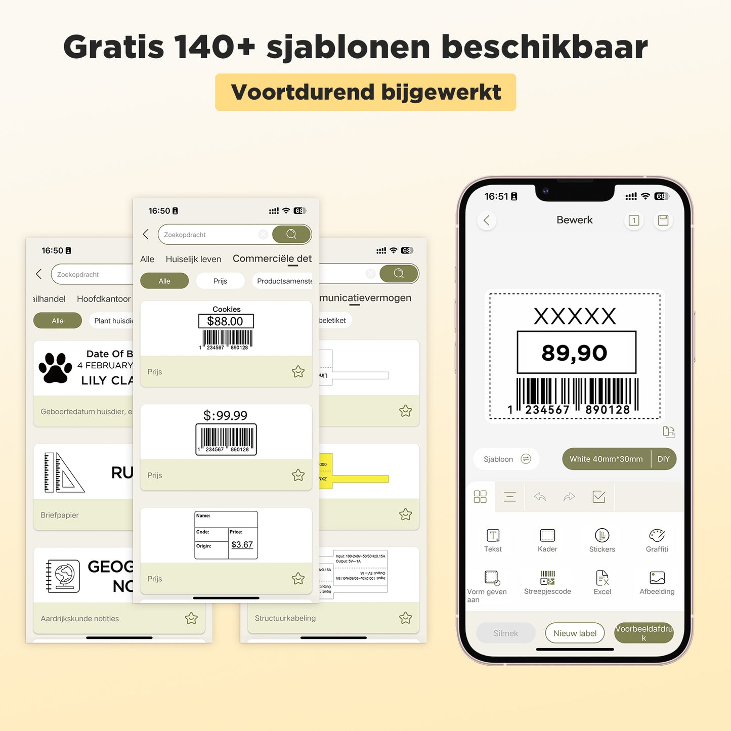 SUPVAN T50M Pro Label Printer Bluetooth and 3 Roll Waterproof Labels Stickers - Versatile App with 40+ Fonts and 700+ Icons - Thermal Label Maker Machine for Home, Kitchen, School