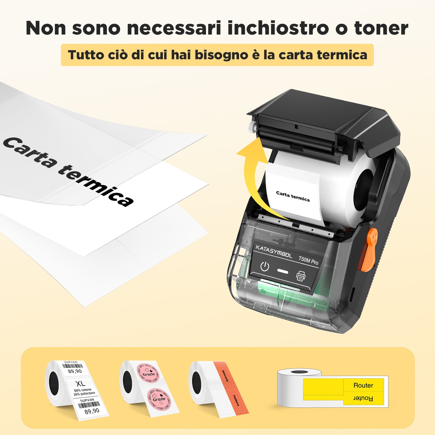 SUPVAN T50M Pro Etichettatrice Bluetooth con 3 Nastro, App Versatile con 30 Caratteri e Oltre 700 icone, Senza, Inchiostro per Organizzare Casa, Cucina, Scuola e Ufficio.