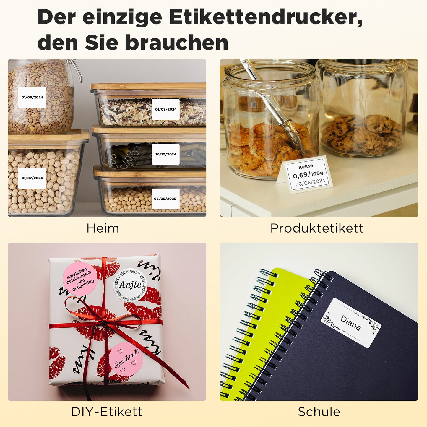 SUPVAN T50M Pro Bluetooth Etikettendrucker mit 3 Etiketten, Breite wasserfeste Etiketten, Vielseitige App mit 30 Schriftarten und über 700 Icons, Etikettiergerät für Einzelhandel, Büro, Organisation