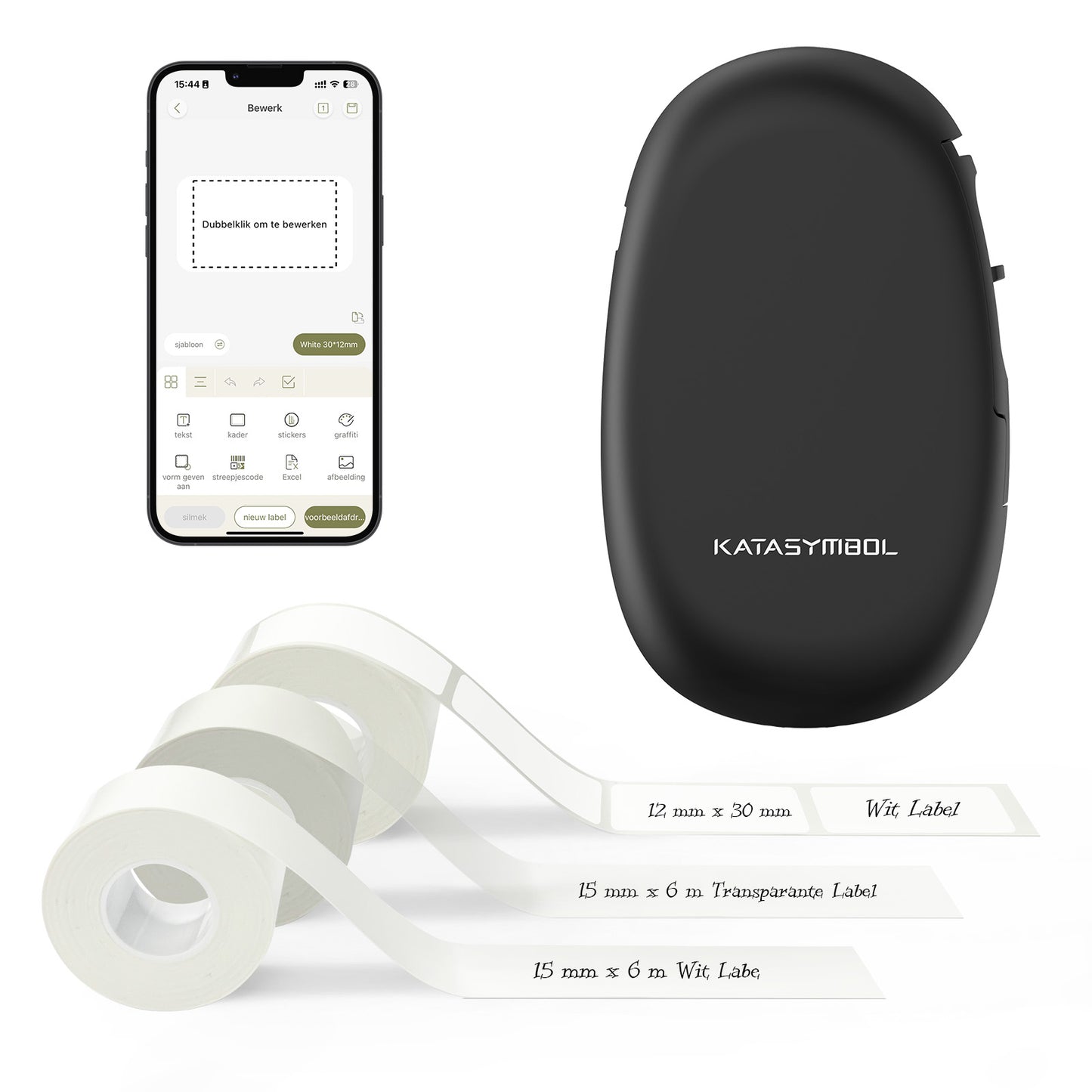 SUPVAN E10 Label Maker Sticker Portable Machine with 3 Roll Waterproof Labels - APP Bluetooth Connectivity - For Home Organization, Kitchen Storage, School & Office Supplies, Business