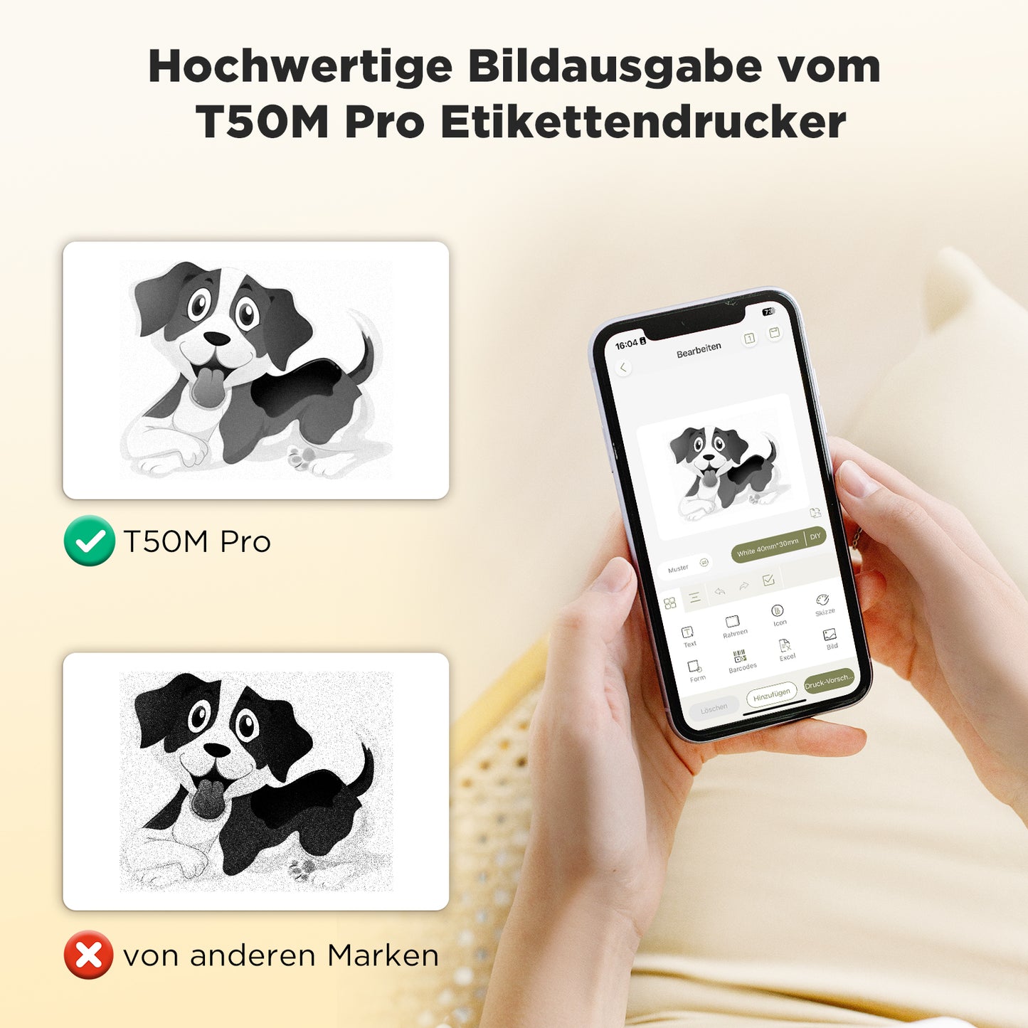 SUPVAN T50M Pro Bluetooth Etikettendrucker mit Etiketten, Breite wasserfeste Etiketten, Vielseitige App mit 30 Schriftarten und über 700 Icons, Etikettiergerät für Einzelhandel, Büro, Organisation