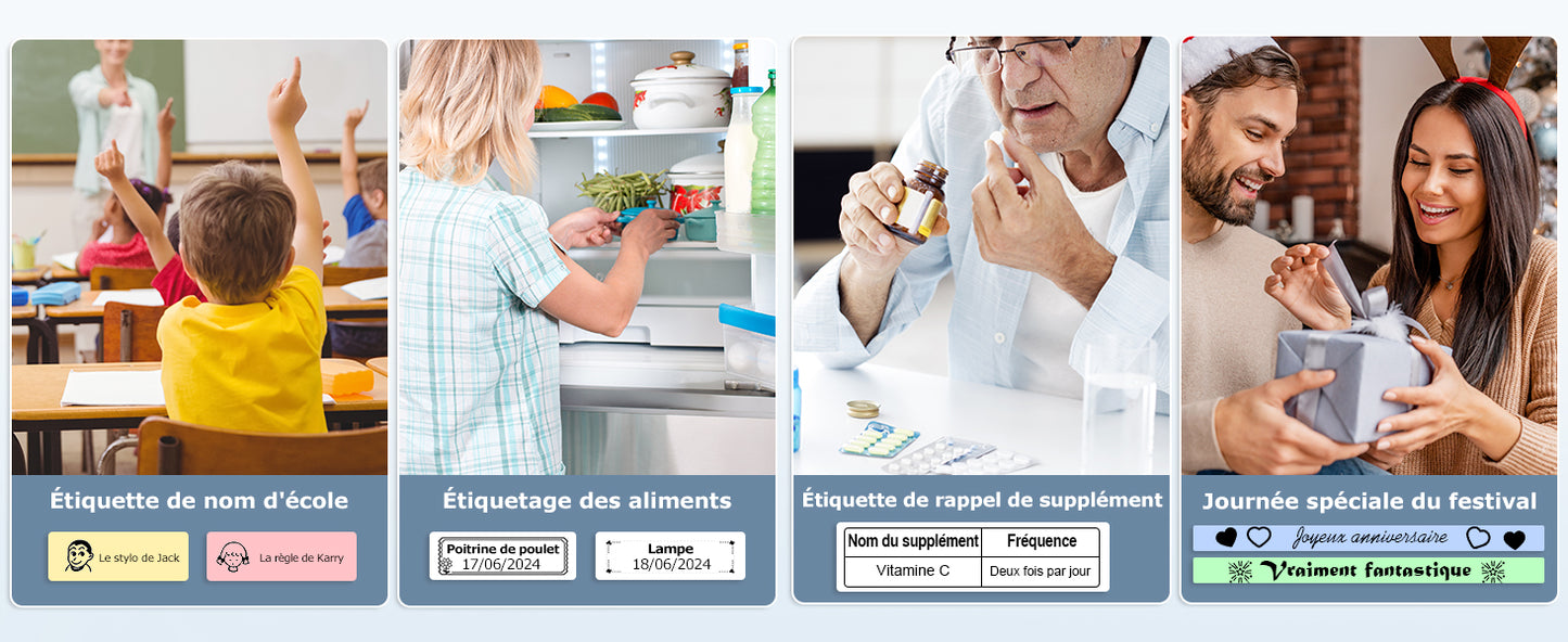 SUPVAN E10 Etiqueteuse avec étiquettes, imprimante d'étiquettes Autocollantes, Application Intelligente 40+ Polices, 150+ modèles et 700+ icônes, Impression d'étiquettes personnalisées, Noir