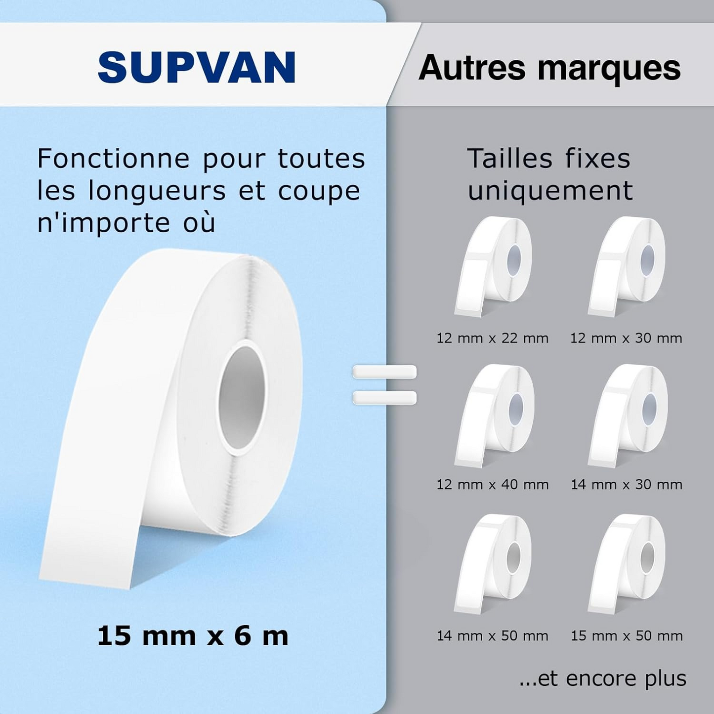 SUPVAN E10 Etiqueteuse avec étiquettes, imprimante d'étiquettes Autocollantes, Application Intelligente 40+ Polices, 150+ modèles et 700+ icônes, Impression d'étiquettes personnalisées, Noir