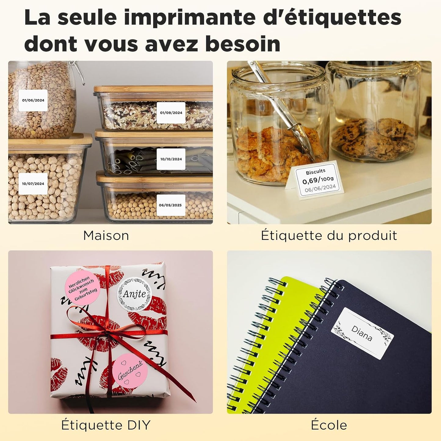 SUPVAN Etiqueteuse T50M Pro, Étiqueteuse Autocollante contien 3 Rouleau Étiquettes Imperméables, Imprimante Etiquette Autocollante Thermique, Smart App 40+ Polices 700+ Icônes