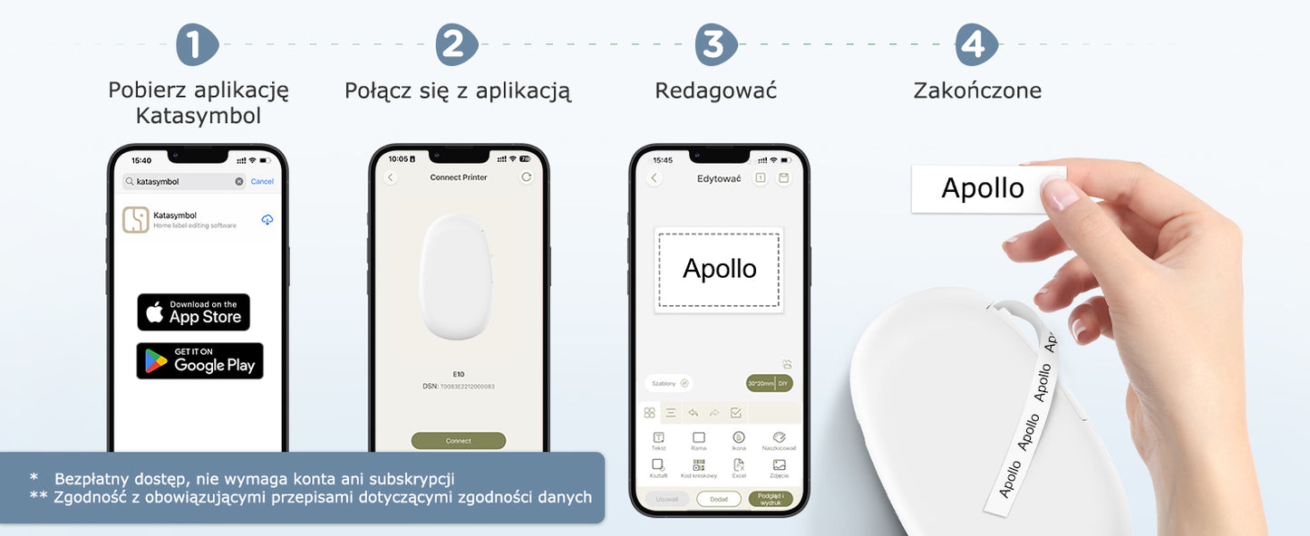 SUPVAN Drukarka Etykiet Bluetooth E10, Samoprzylepna Drukarka Etykiet, Drukarka Termiczna kompatybilna z systemem iOS Android, do domu, biura i małych firm, Biały