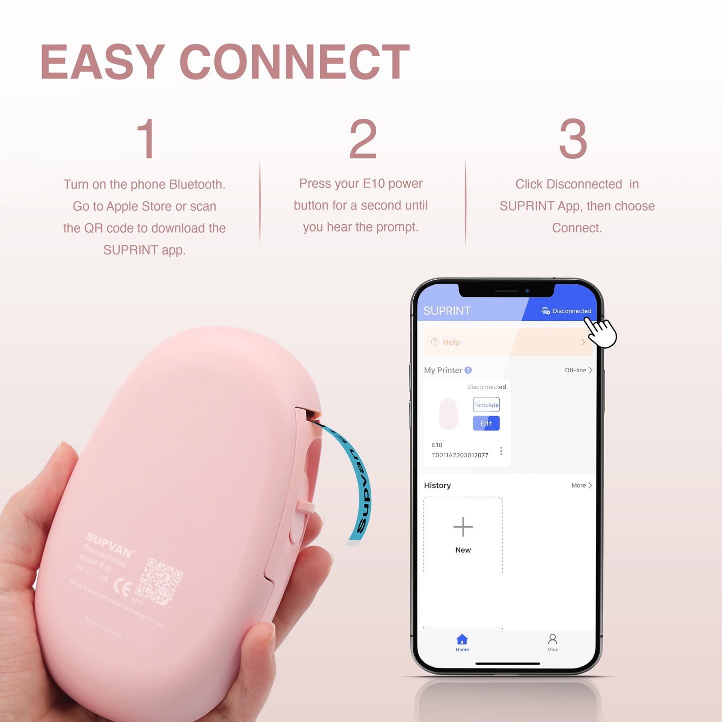 SUPVAN E10 Mini Bluetooth Label Printer