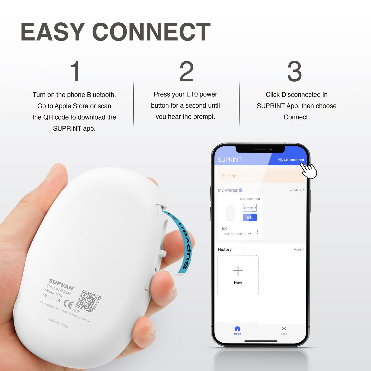SUPVAN E10 Mini Bluetooth Label Printer