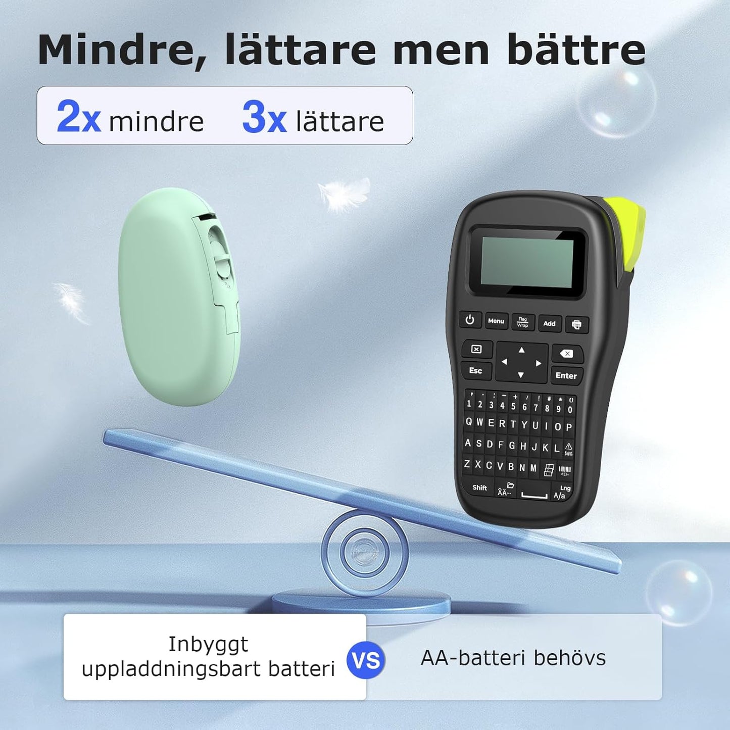 SUPVAN E10 självhäftande Bluetooth-termisk etikettskrivare med 1 etikettrulle, smart app med 30+ teckensnitt, 140+ mallar och 1000+ ikoner för hem, skola, kontor, grön