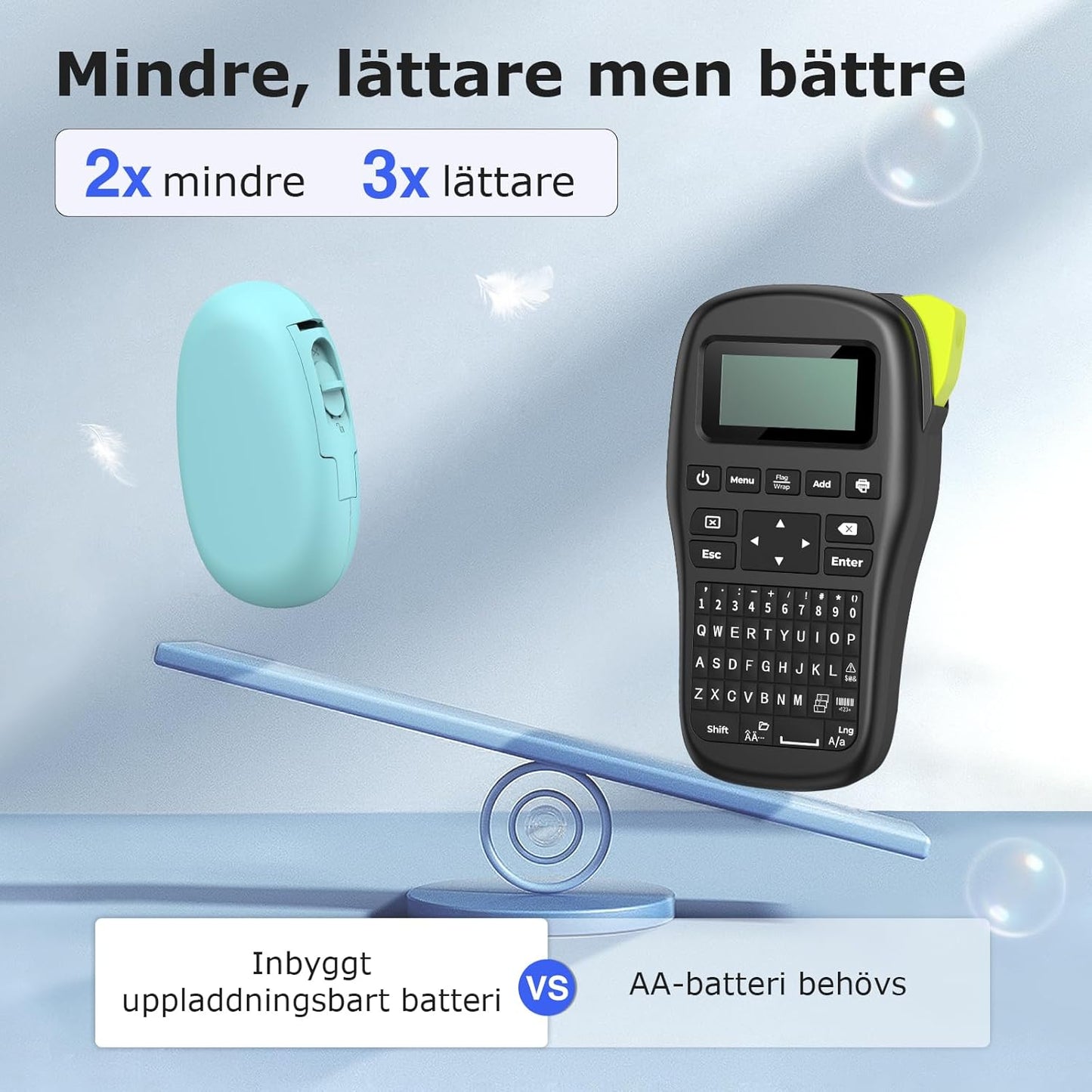 SUPVAN E10 Självhäftande Bluetooth-termisk etikettskrivare med 1 etikettrulle, smart app med 30+ teckensnitt, 140+ mallar och 1000+ ikoner för hem, skola, kontor, cyan