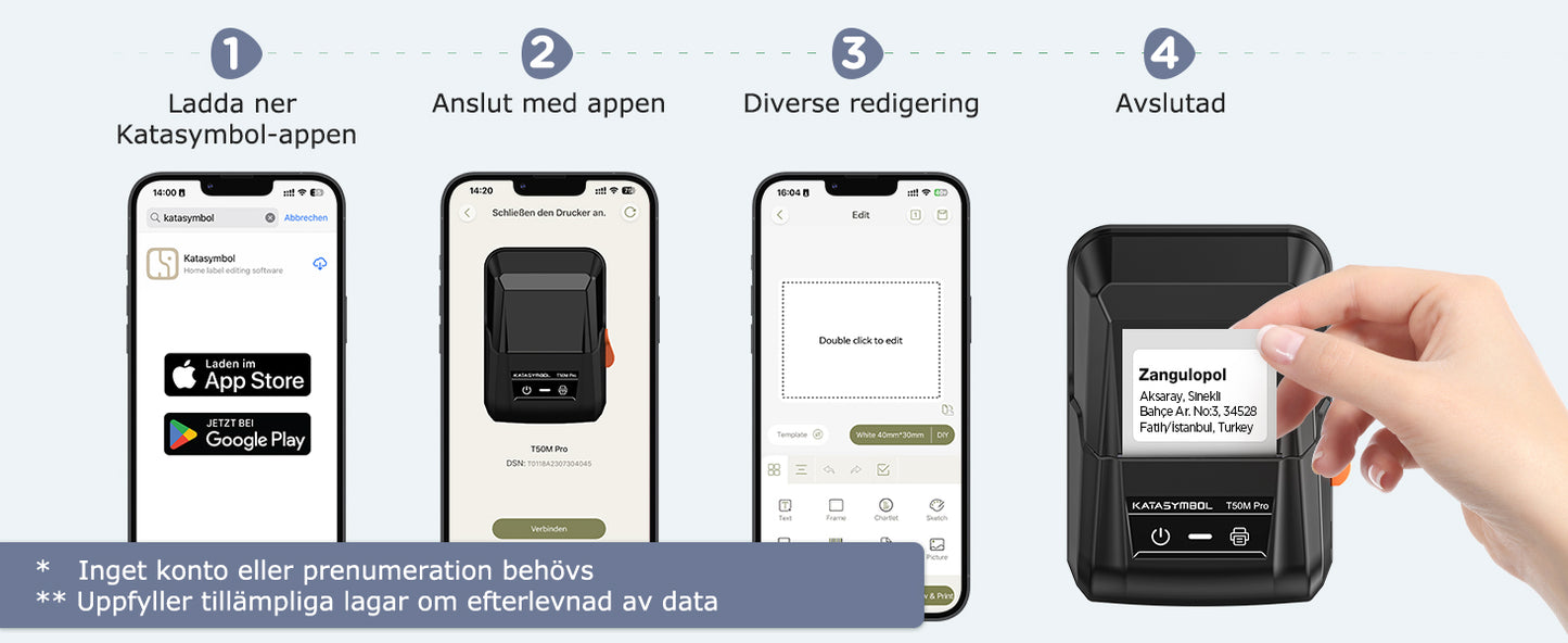 SUPVAN T50M Pro självhäftande Bluetooth-termomärkare med 1 etikettrulle, multifunktionell app med 40+ teckensnitt och 700+ ikoner för hem, kök, skola, kontor