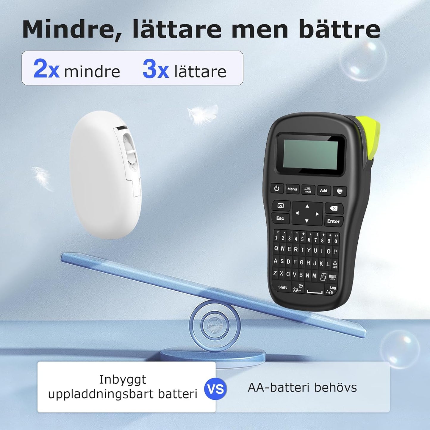 SUPVAN E10 självhäftande Bluetooth-termisk etikettskrivare med 1 etikettrulle, smart app med 30+ teckensnitt, 140+ mallar och 1000+ ikoner för hem, skola, kontor, vit