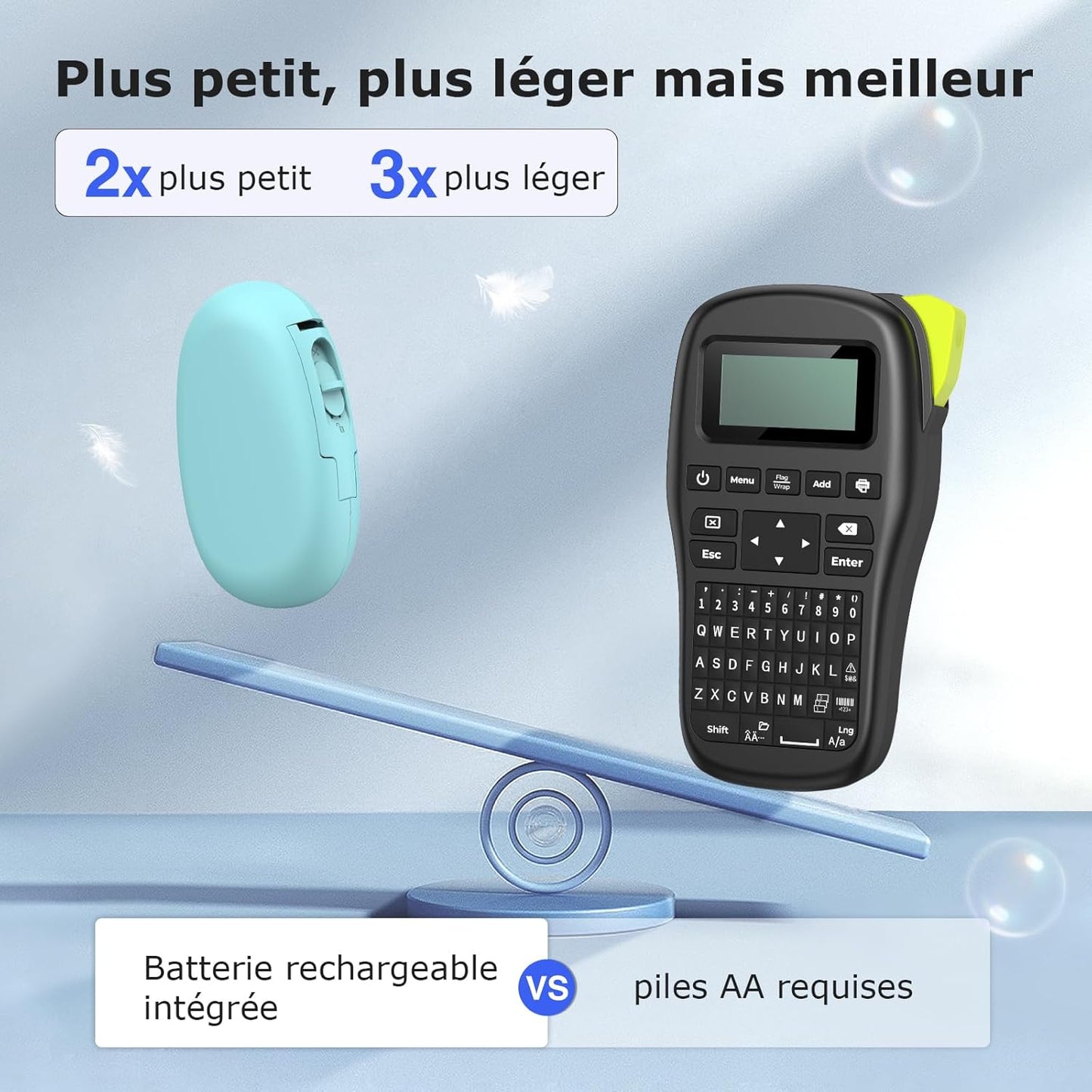 SUPVAN E10 Etiqueteuse avec étiquettes, imprimante d'étiquettes Autocollantes, Application Intelligente 40+ Polices, 150+ modèles et 700+ icônes, Impression d'étiquettes personnalisées, Cyan