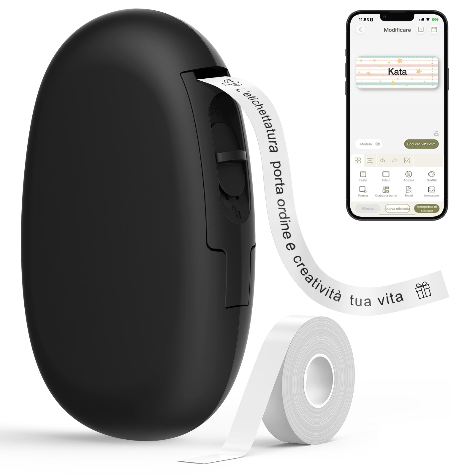 Stampante Etichette Bluetooth Etichettatrice Bluetooth T50M Plus - Stampante Etichette Impermeabili Con App E 400+ Icone Supvan Bluetooth Label Maker - 3