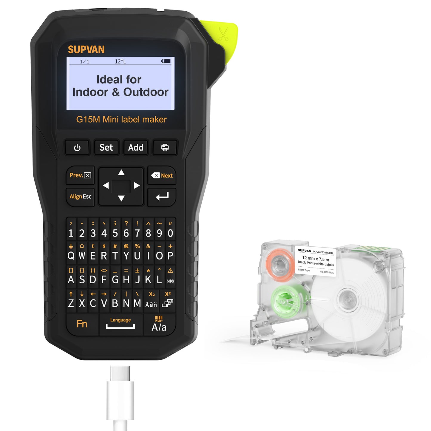 SUPVAN G15M Mini Portable Label Maker Machine with Tapes, Rechargeable 1200mAh Battery Thermal Transfer Printer, Compatible with Multi-Type Label, Home, Garage & Office