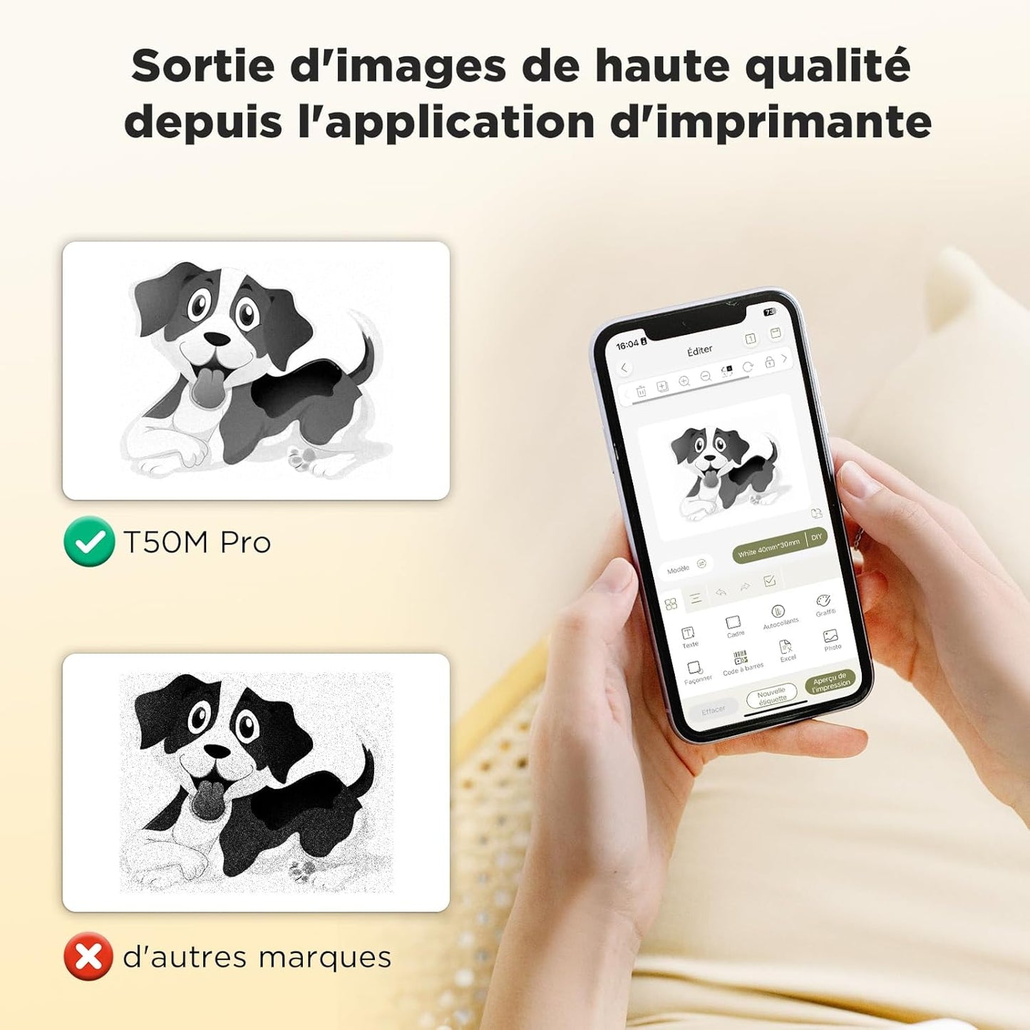 SUPVAN Etiqueteuse T50M Pro, Étiqueteuse Autocollante contien 1 Rouleau Étiquettes Imperméables, Imprimante Etiquette Autocollante Thermique, Smart App 40+ Polices 700+ Icônes